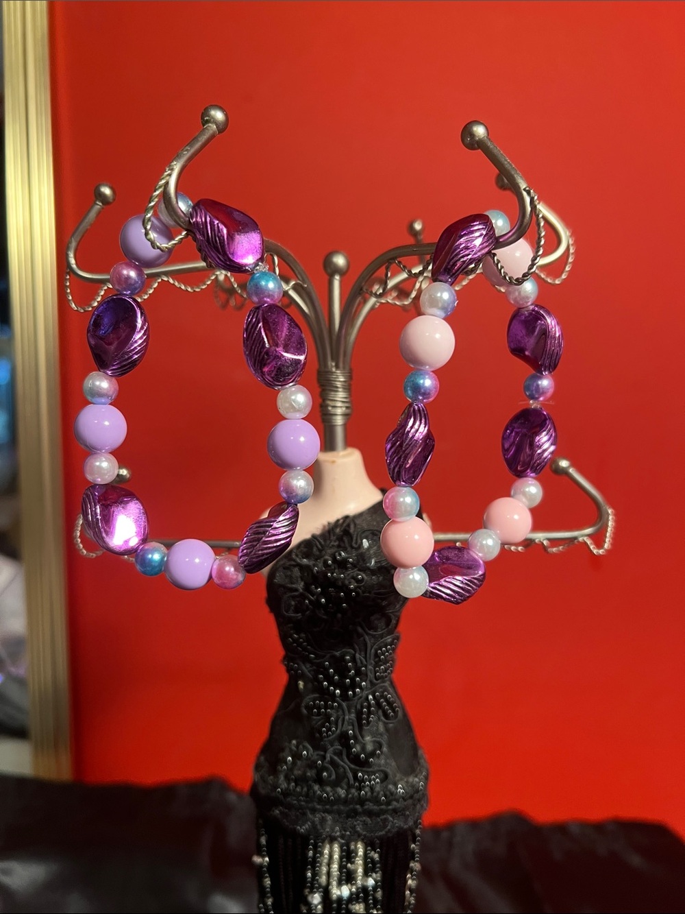 Purple & Pink Beaded bracelet home made - Picture 8 of 8